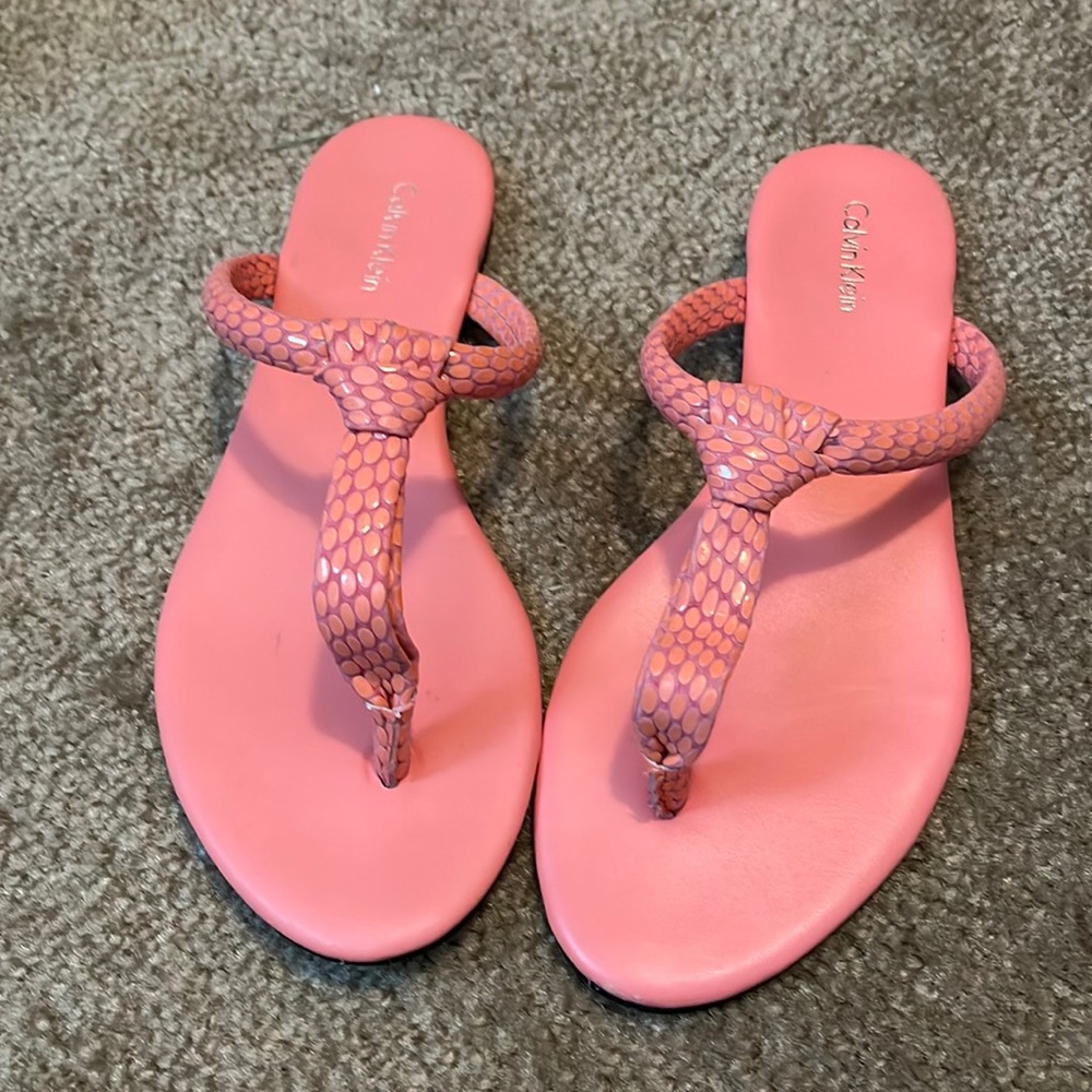 Calvin Klein pink flip flops